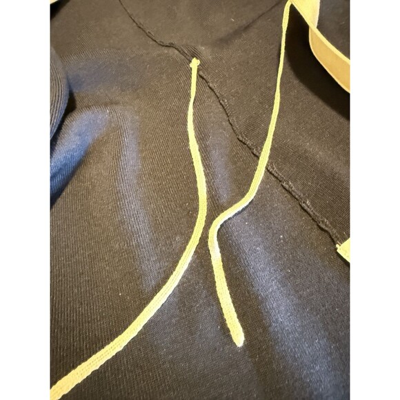 Ann Taylor Navy Blue Long Sleeve Silk Wrap Sweater W/ Cream Trim Side Tie SZ M - Picture 7 of 7